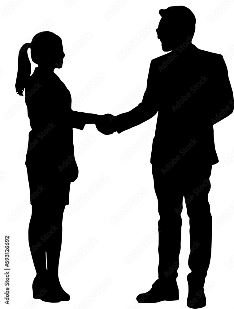 Business people shaking hands silhouette vector