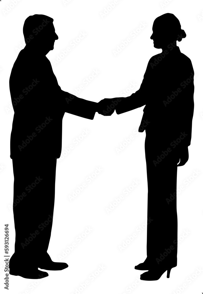 business people shaking hands silhuoette vector