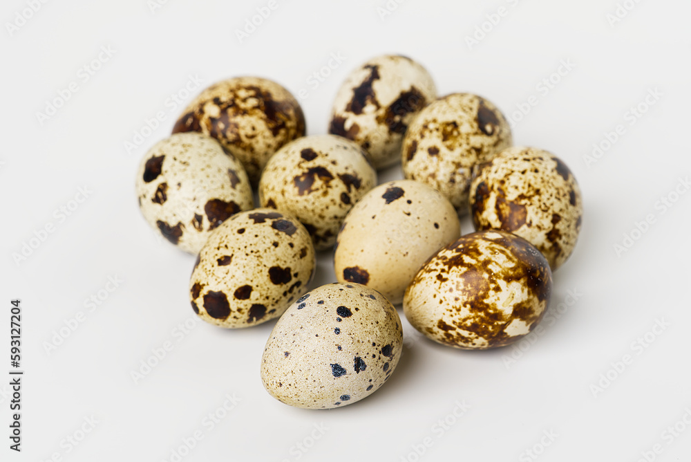 Quail eggs are isolated on a white background. small eggs. eco healthy food concept Quail eggs are isolated on a white background. small eggs. eco healthy food concept