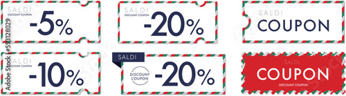 イタリアのセールに使えるイタリア国旗柄のクーポンベクターアイコンセット