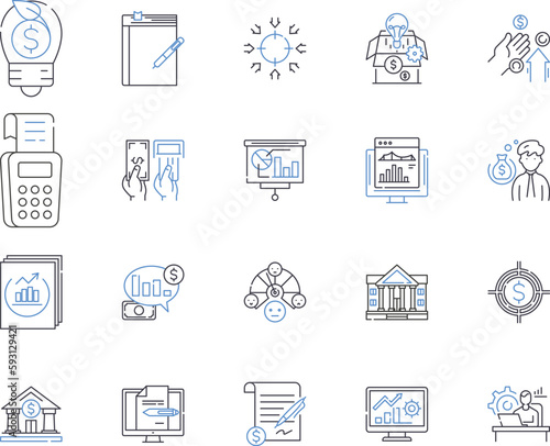 Private Equity outline icons collection. Private, Equity, Investment, Capital, Buyout, Funds, Firms vector and illustration concept set. Investing, Financial, Leverage linear signs