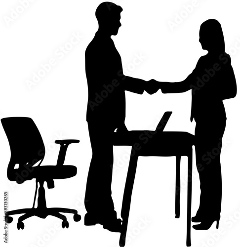 business people shaking hands silhouette vector