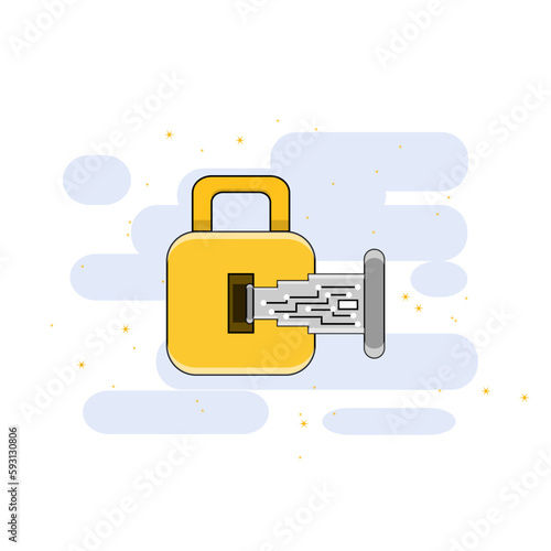 the padlock design is being inserted into a sophisticated key