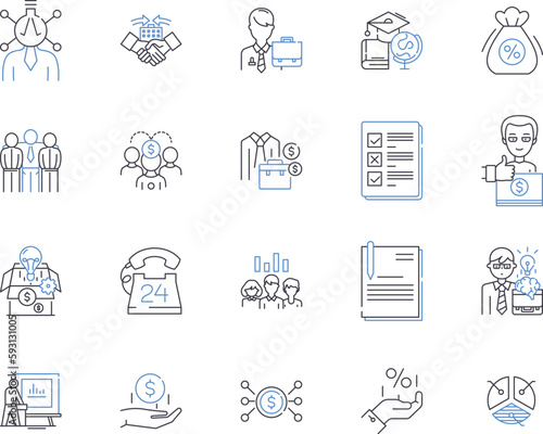 Finance and revenue outline icons collection. finance, revenue, accounting, budgeting, forecasting, financial analysis, reporting vector and illustration concept set. auditing, tax, planning linear