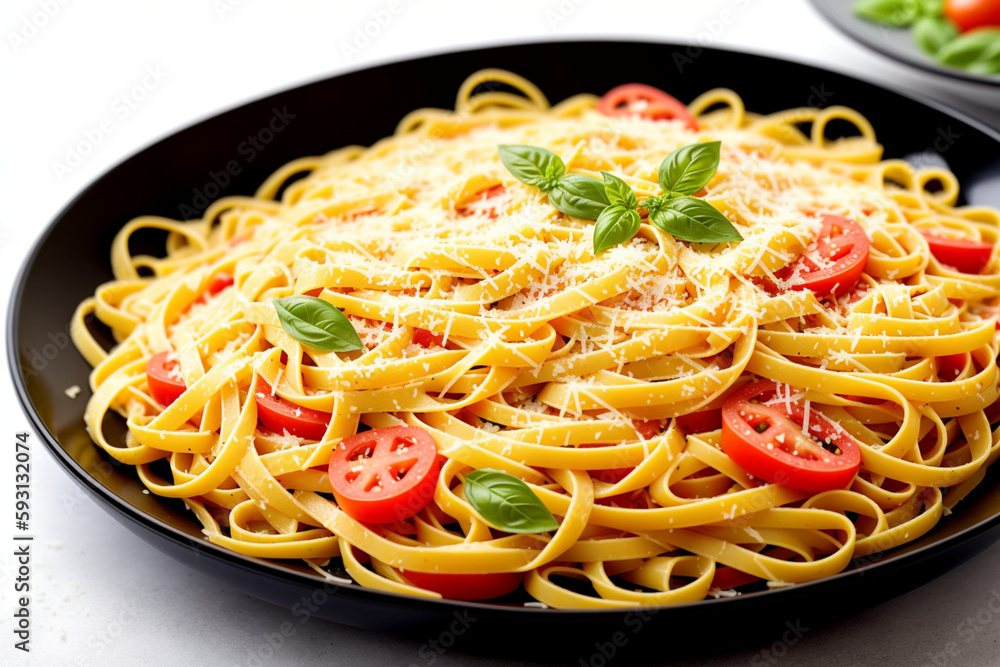 Colorful pasta dish. Generative AI Colorful pasta dish. Generative AI