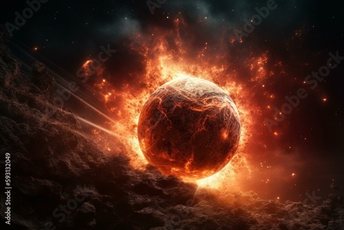 Fototapeta Explosion of planet or supernova star. Generative AI