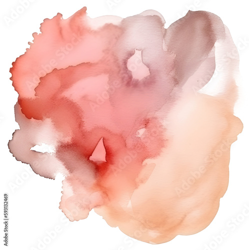 Beige and pinkish-reddish watercolor stain. Transparent PNG.