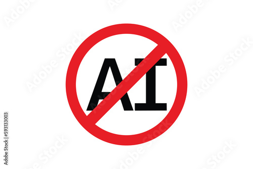 Anti Ai sign. No to AI-Generated Images. Protest against AI. Vector illustration.