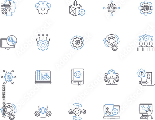 Settings outline icons collection. Options, Configuration, Parameters, Preference, Customize, Adjustment, Regulate vector and illustration concept set. Tune, Adjust, Alter linear signs