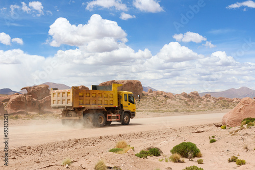 dump truck in the desert