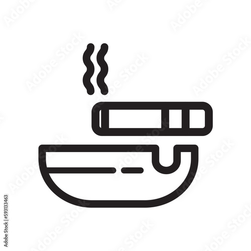 cigarette butts with an ashtray icon outline