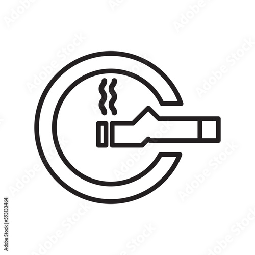 cigarette butts with an ashtray icon outline