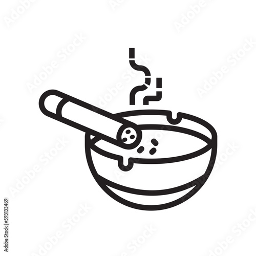 cigarette butts with an ashtray icon outline