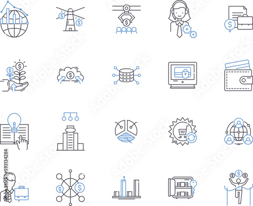 Risk management outline icons collection. Management, Risk, Strategy, Compliance, Analysis, Mitigation, Security vector and illustration concept set. Planning, Reduce, Controls linear signs