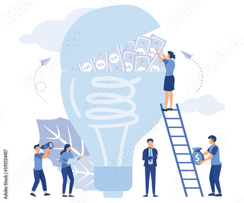 group of people who invest in the idea, the concept of value, shopping, flat vector modern illustration
