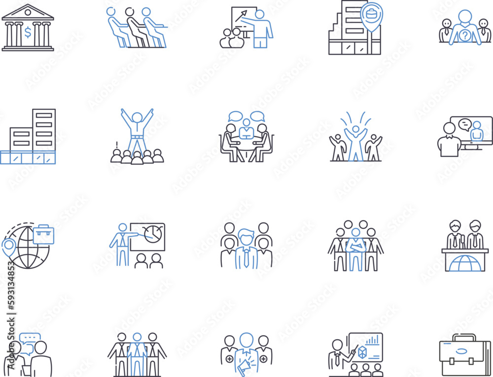 Franchise business outline icons collection. Franchise, Business, Opportunity, Investment, Retail, Expansion, Support vector and illustration concept set. Revenue, Agreement, Outlet linear signs