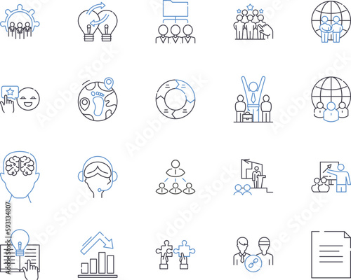 Department workmates outline icons collection. Colleagues, Coworkers, Teammates, Staff, Personnel, Associates, Peers vector and illustration concept set. Group, Department, Members linear signs