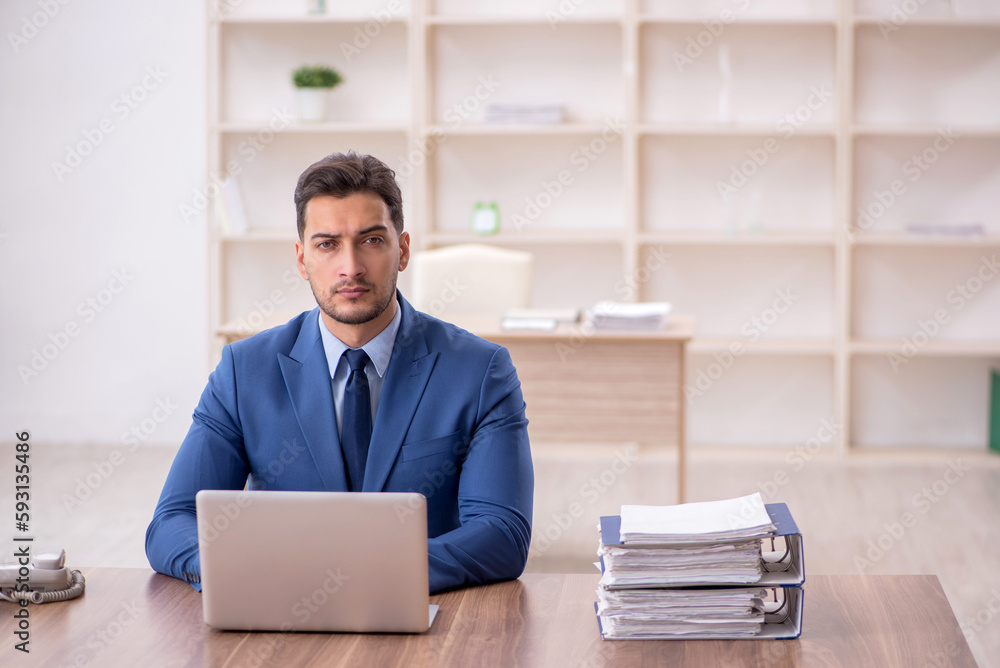 Young male employee working in the office Young male employee working in the office