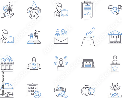 Farming industry outline icons collection. Agriculture, Crops, Livestock, Farming, Soil, Harvests, Tilling vector and illustration concept set. Herbicides, Pesticides, Weed linear signs