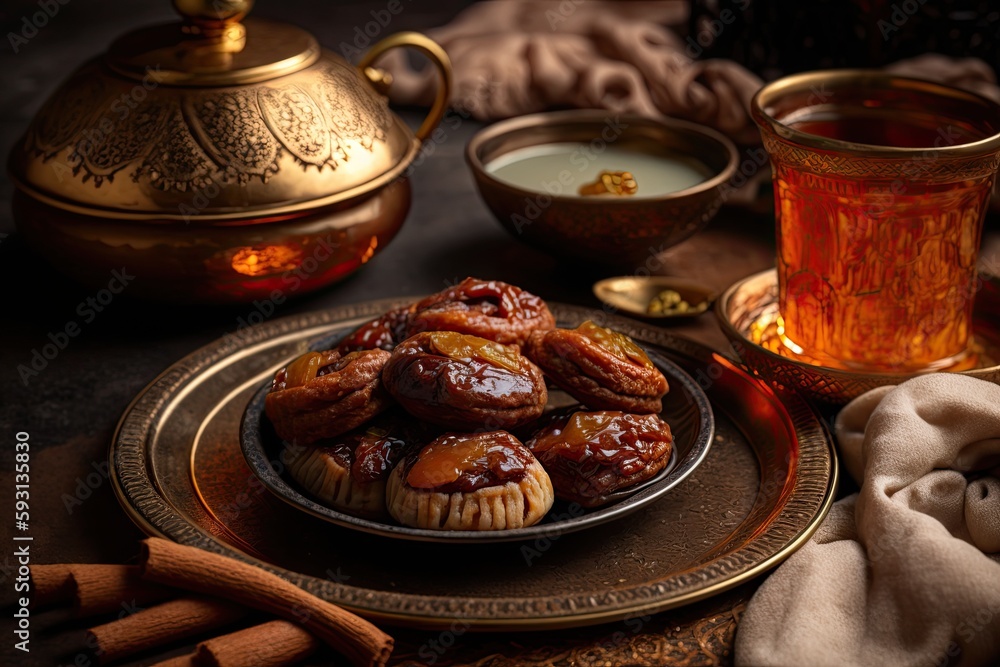 Saudi Arabia traditional dish Hineni, it is a mixed of dates and whole  wheat. Ramadan food. Generative AI Stock Illustration | Adobe Stock