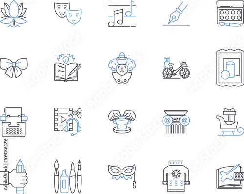 Design thinking outline icons collection. Design, Thinking, Creativity, Innovation, Problem-solving, Ideation, Collaboration vector and illustration concept set. User-Centred, Process, Perspective