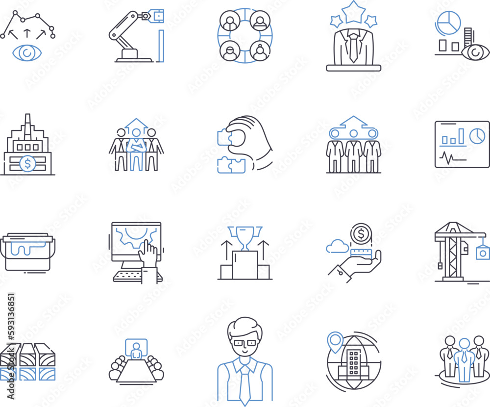 Production business outline icons collection. Manufacturing, Processing, Manufacture, Production, Fabrication, Assembling, Building vector and illustration concept set. Forming, Crafting, Constructing Production business outline icons collection. Manufacturing, Processing, Manufacture, Production, Fabrication, Assembling, Building vector and illustration concept set. Forming, Crafting, Constructing