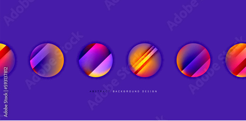Colorful shiny and glossy circles abstract composition with light and shadow effects, geometric vector abstract background