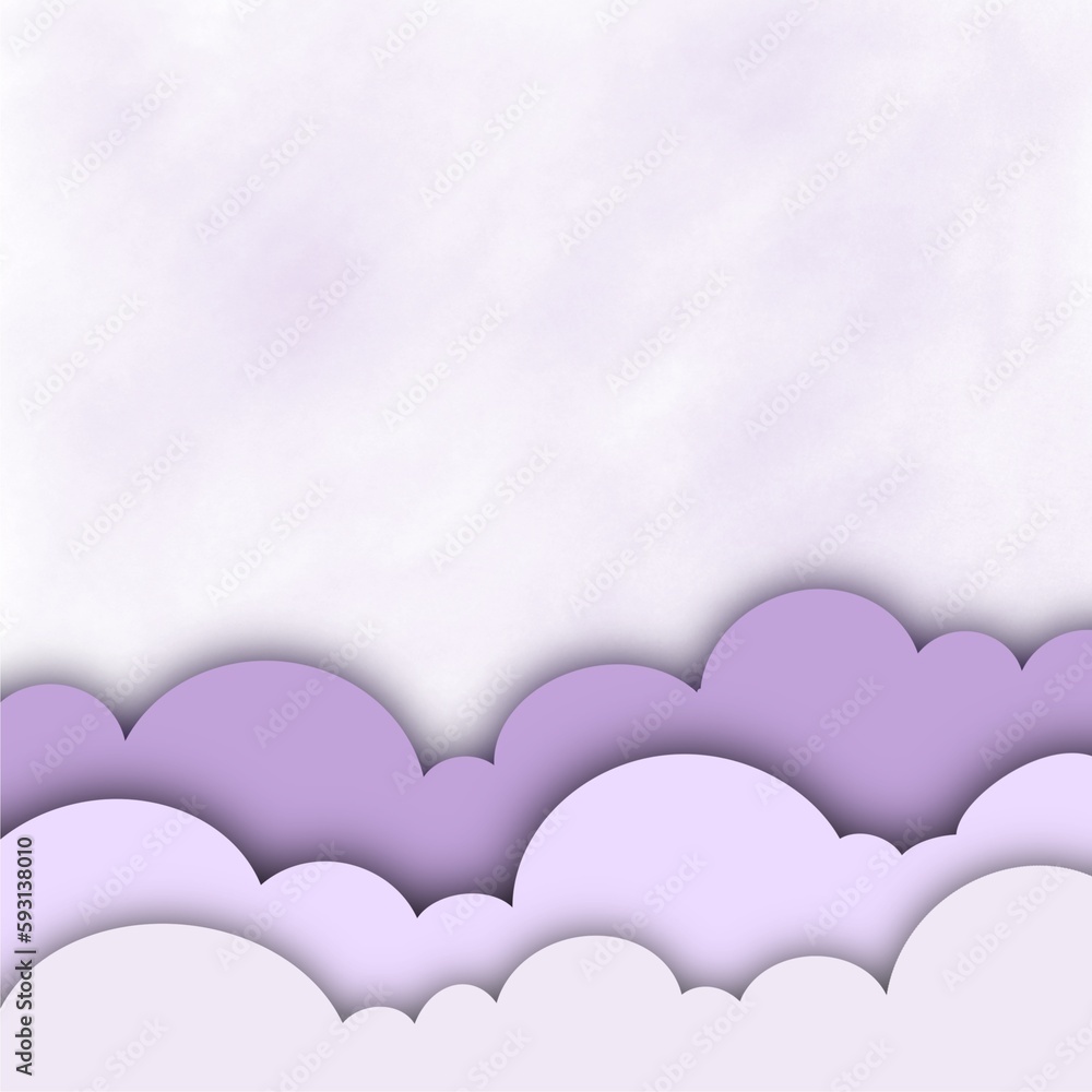 Purple cloud paper cut decoration