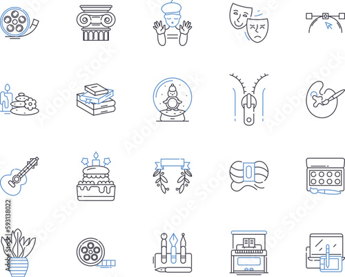 Design thinking outline icons collection. Design, Thinking, Creativity, Innovation, Problem-solving, Ideation, Collaboration vector and illustration concept set. User-Centred, Process, Perspective