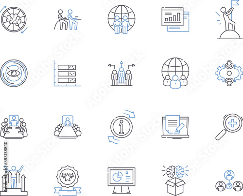 Department managers outline icons collection. Managers, Department, Heads, Supervisors, Executives, Chiefs, Leaders vector and illustration concept set. Administrators, Directors, Chairpersons linear