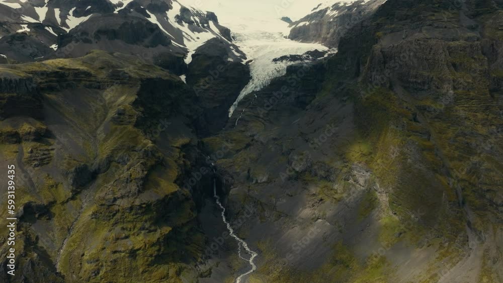 Aerial approach to Icelandic hanging glacier - 2 Aerial approach to Icelandic hanging glacier - 2