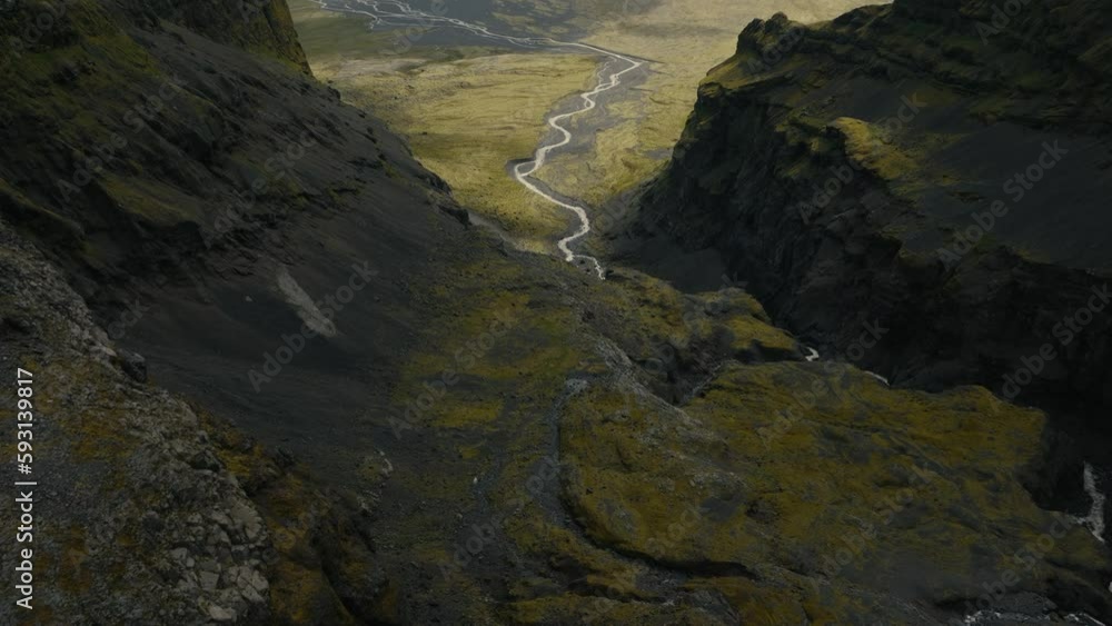 Drone flight down massive Icelandic canyon Drone flight down massive Icelandic canyon