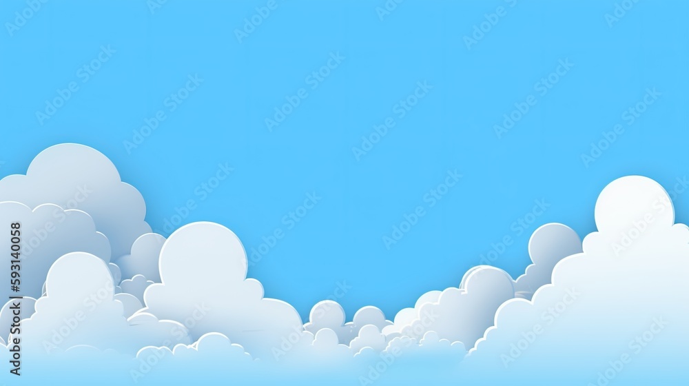 Blue sky with white clouds background. 3d rendering, 3d illustration.Generative Ai