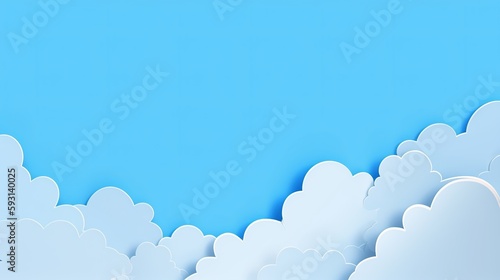 Blue sky with white clouds background. 3d rendering, 3d illustration.Generative Ai