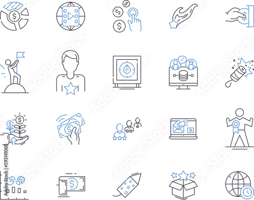 Success and profit outline icons collection. Profit, Success, Gain, Advantage, Reward, Profit margin, Profit ratio vector and illustration concept set. Earnings, Money, Wealth linear signs