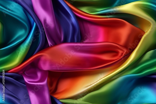 Luxury lgbt themed style silk fabric, elegant seamless pattern, realistic light and shadow background, photorealistic wallpaper, generative ai