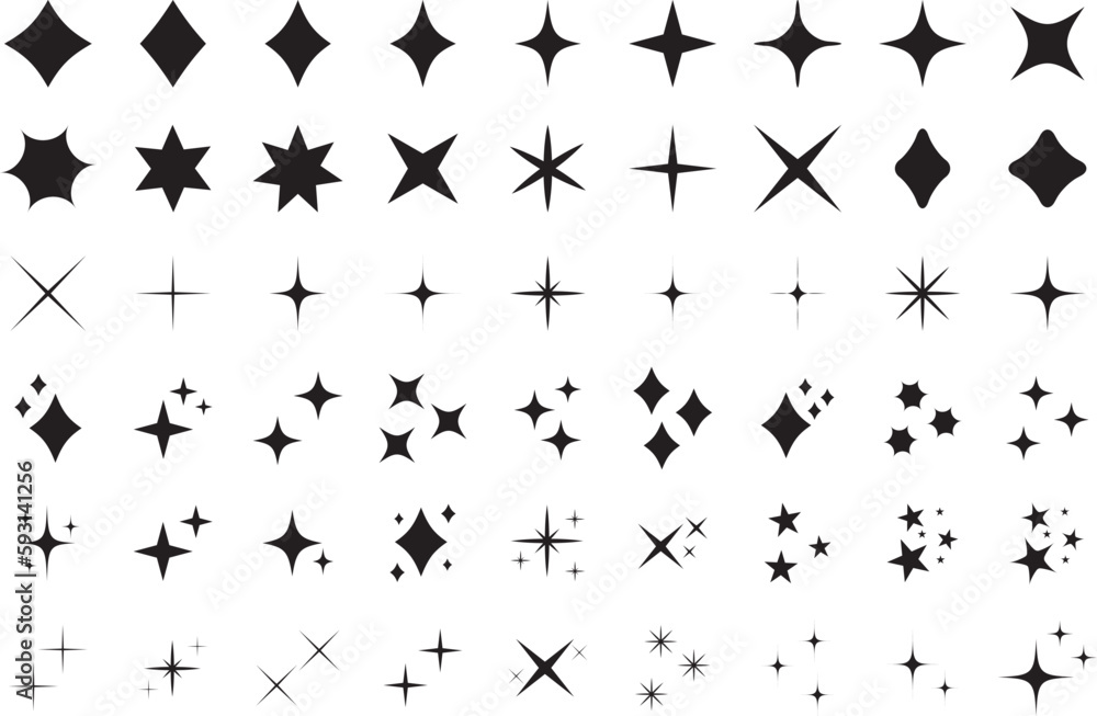 Naklejka premium Stars set icons.Shine icons. Christmas vector symbols isolated.Sparkle star icons.