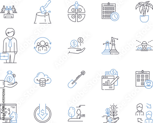 Organic farming outline icons collection. Organic, Farming, Agriculture, Crops, Soil, Fertilizer, Produce vector and illustration concept set. Ecological, Compost, Pesticides linear signs