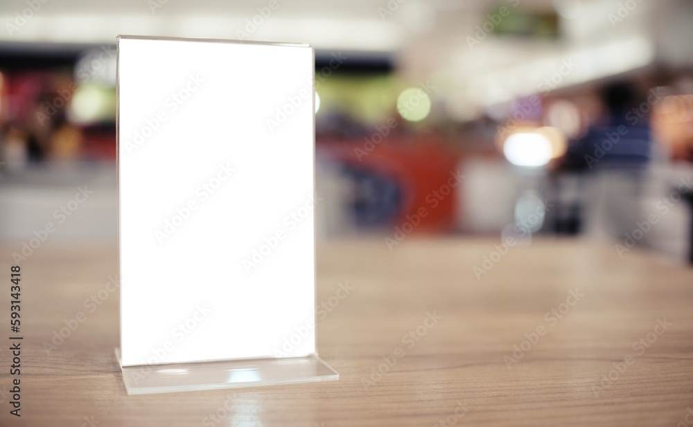 Menu frame standing on wood table in Bar restaurant cafe. space for text marketing promotion. Menu frame standing on wood table in Bar restaurant cafe. space for text marketing promotion.