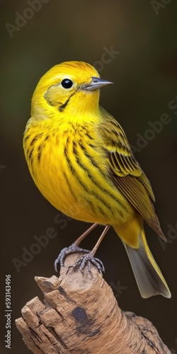 Cataria of Terraeiro (Sicalis flaveola). The True Canary (Sicalis Flaveola). Sitting Feeding. Generative AI photo