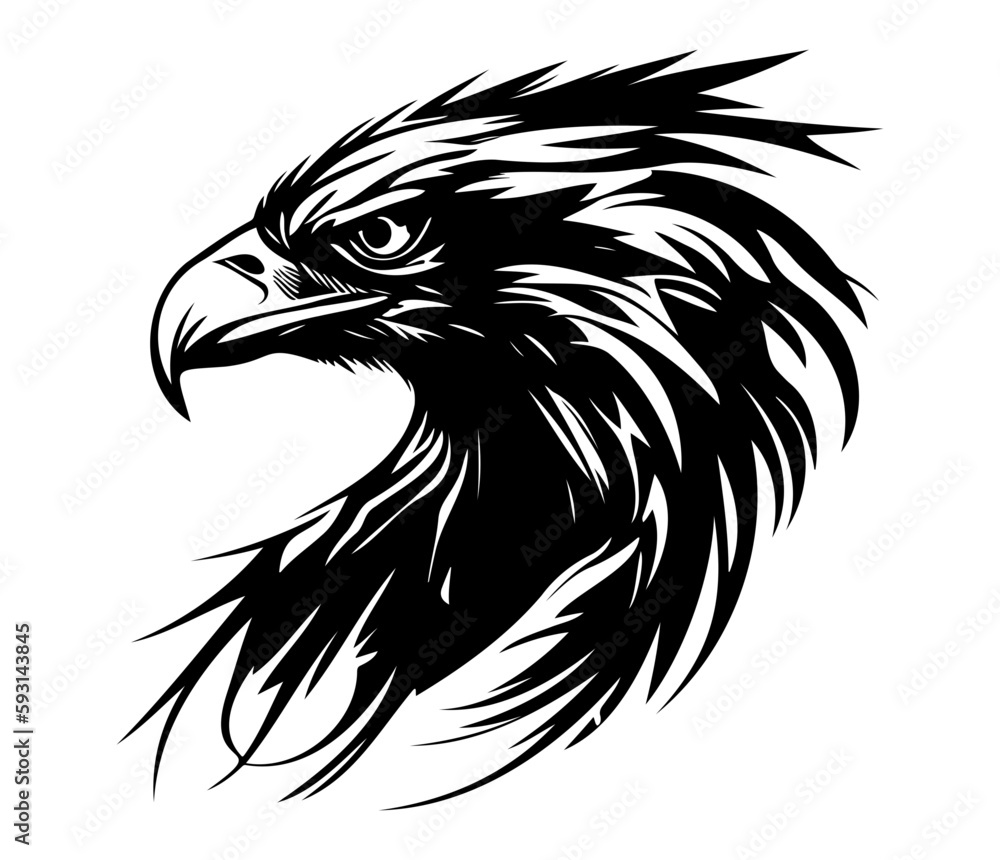 Obraz premium Eagle Face, Silhouettes Eagle Face SVG, black and white Eagle vector