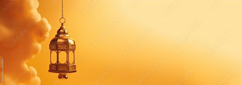 lantern ramadan islamic, eid mubarak banner with generative AI lantern ramadan islamic, eid mubarak banner with generative AI