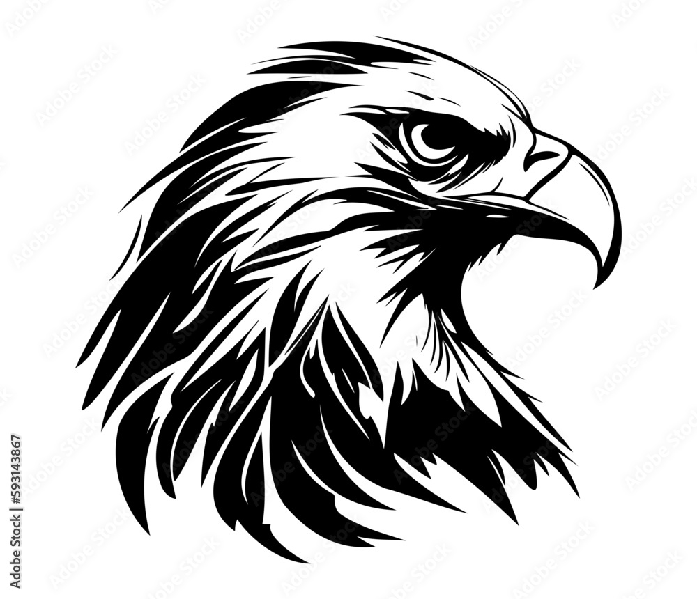 Obraz premium Eagle Face, Silhouettes Eagle Face SVG, black and white Eagle vector