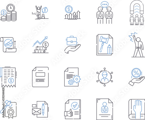 Lawyer outline icons collection. Lawyer, Attorney, Barrister, Advocate, Solicitor, Barrack, Jurist vector and illustration concept set. Counselor, Litigator, Arbitrator linear signs