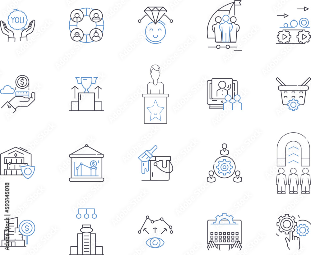 Factory workflow outline icons collection. Factories, Workflow, Production, Manufacturing, Process, Quality, Machines vector and illustration concept set. Automation, Output, Logistics linear signs