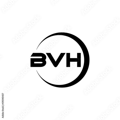 BVH letter logo design with white background in illustrator, cube logo, vector logo, modern alphabet font overlap style. calligraphy designs for logo, Poster, Invitation, etc.