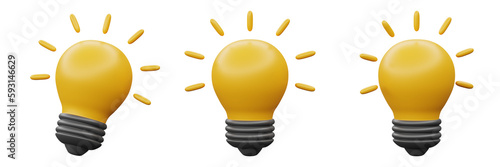 Obraz na płótnie 3d illustration light bulb or creative ideas icon for user interface web design symbol