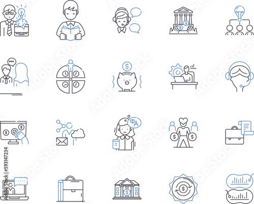 Employee advance outline icons collection. Employee, Advance, Salary, Bonus, Wages, Paycheck, Allowance vector and illustration concept set. Reimbursement, Benefit, Stipend linear signs