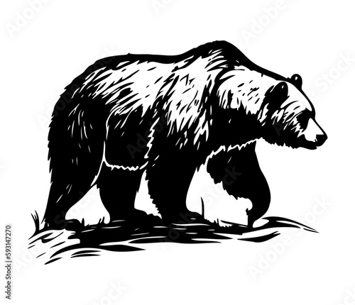 Grizzly bear Face, Silhouettes Grizzly bear Face SVG, black and white Grizzly bear vector