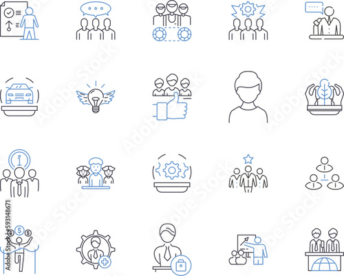 Administration and law outline icons collection. Administration  Law  Government  Politics  Judiciary  Regulations  Executives vector and illustration concept set. Legislation  Compliance  Litigation